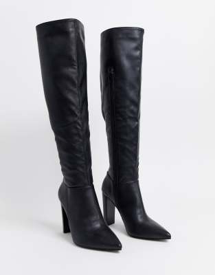 black fitted knee high boots