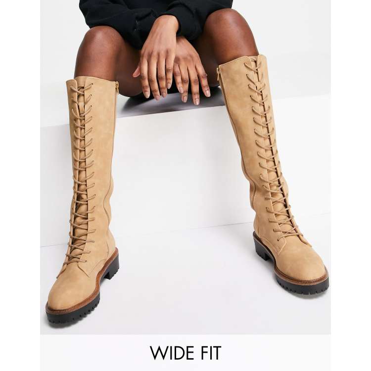 ASOS Design Courtney Chunky Lace Up Knee High Boots