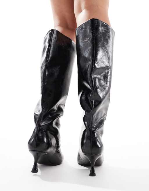 ASOS DESIGN Wide Fit - Crimson - Bottes montantes à enfiler avec petit talon - Noir, 3 de 4