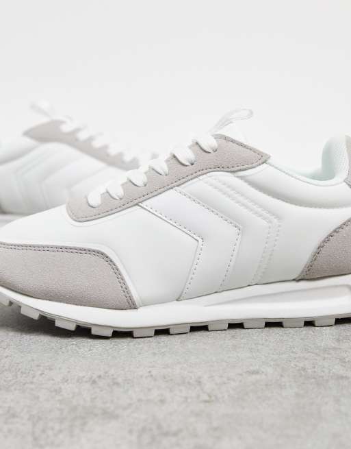 半額品 エイソス レディース スニーカー シューズ Asos Design Wide Fit Dani Lace Up Sneakers In White Gray White Gray 超目玉 Fcrtt Org
