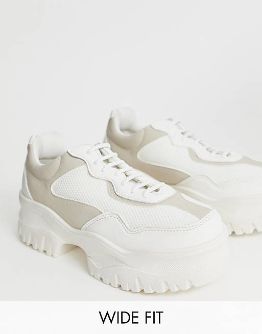 ASOS DESIGN Wide Fit Dart chunky trainers in white