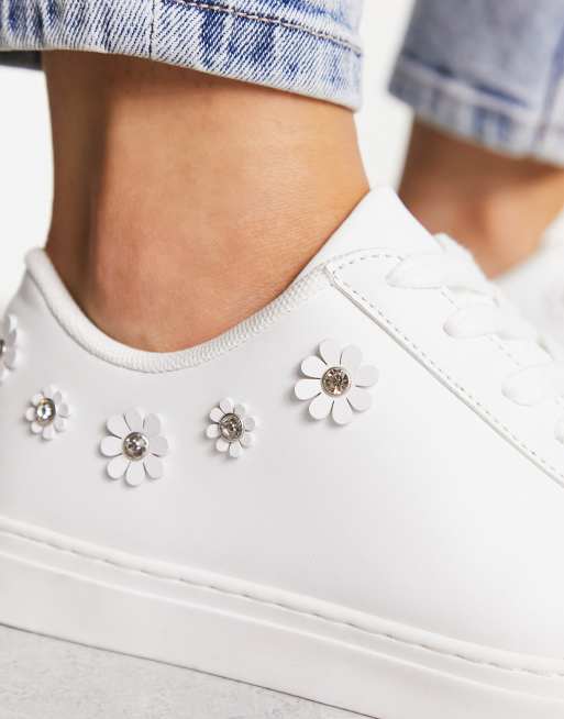 White trainers 2025 with flowers