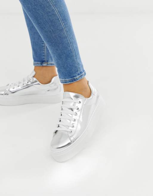 Asos design day light chunky flatform store lace up trainers