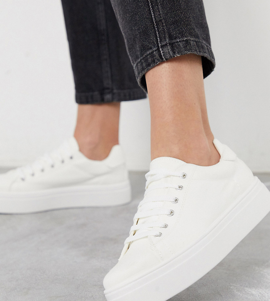 ASOS DESIGN Wide Fit Day Light chunky flatform Lace Up Trainers-White