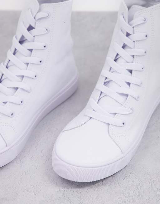 ASOS DESIGN Wide Fit Daz canvas high top sneakers in white