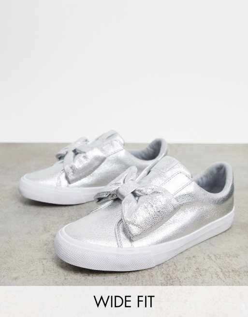 Wide fit cheap silver trainers