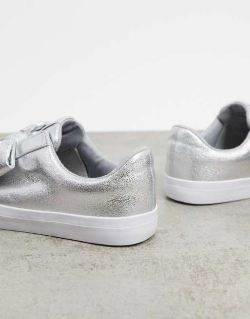 Wide fit hot sale silver trainers