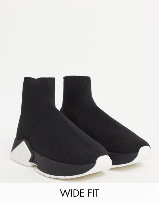 ASOS DESIGN slip on sock sneakers in black knit