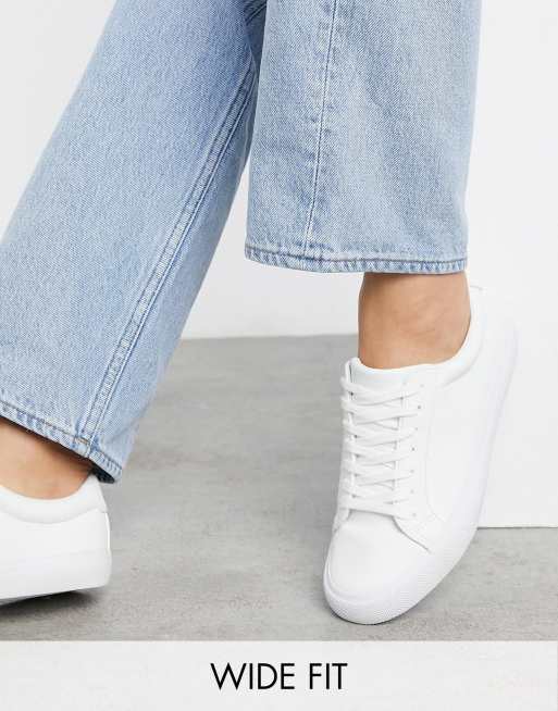 ASOS DESIGN Wide Fit Demi lace up sneakers in white