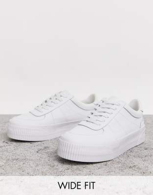 wide fit chunky white trainers