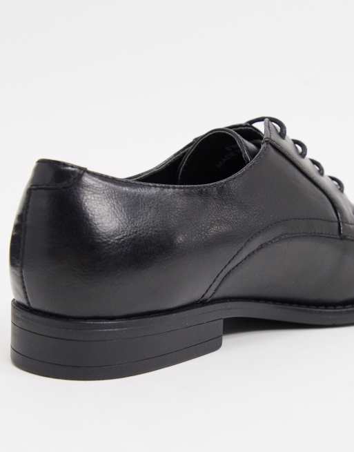 ASOS DESIGN Wide Fit derby shoes in black faux leather - BLACK, 3 of 4