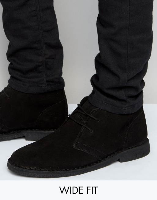 ASOS DESIGN Wide Fit desert boots in black suede ASOS