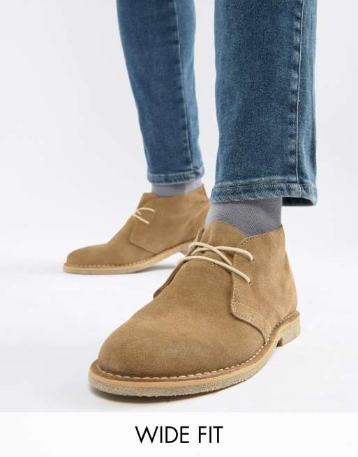 ASOS DESIGN Wide Fit desert boots in stone suede | ASOS