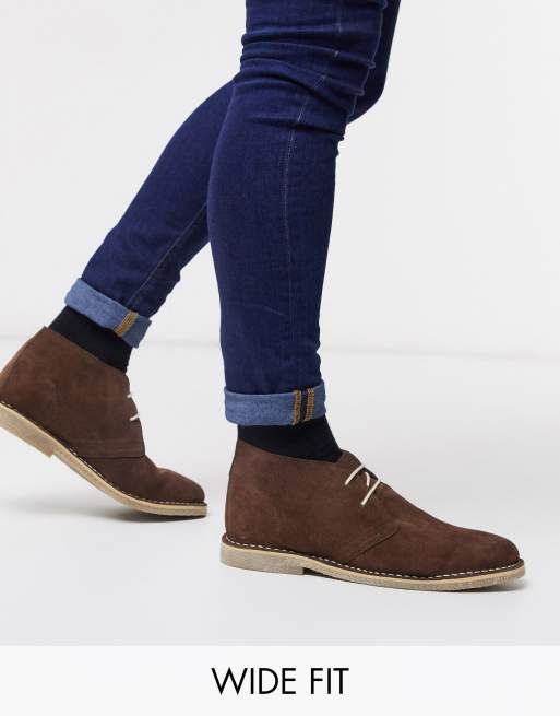 ASOS DESIGN Wide Fit desert chukka boots in brown suede