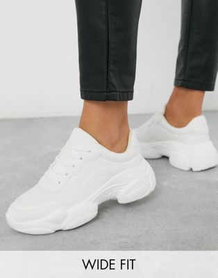 wide fit white trainers