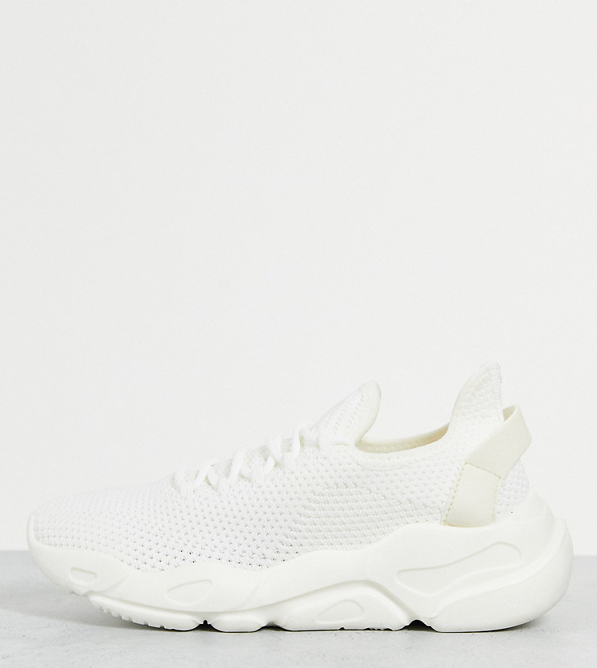 ASOS DESIGN Wide Fit Dexter chunky knit lace-up sneakers in white