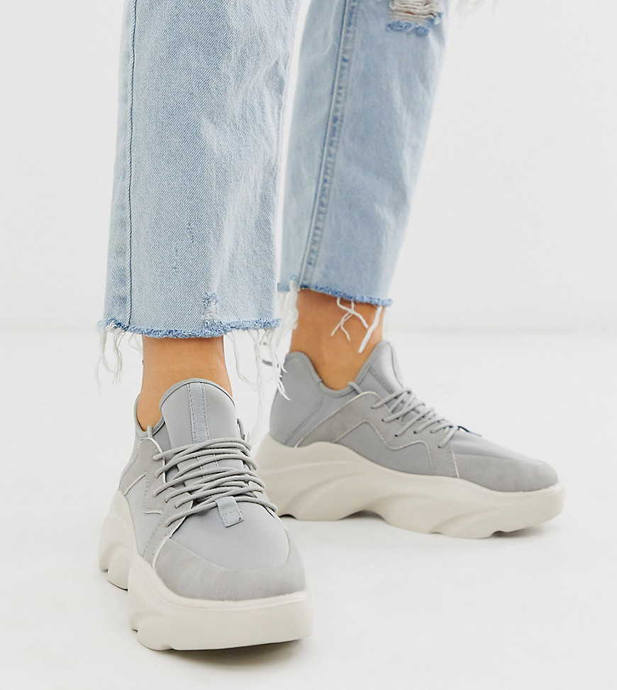 ASOS DESIGN Wide Fit Director chunky lace up trainers in grey