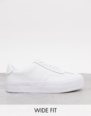 wide fit white platform trainers