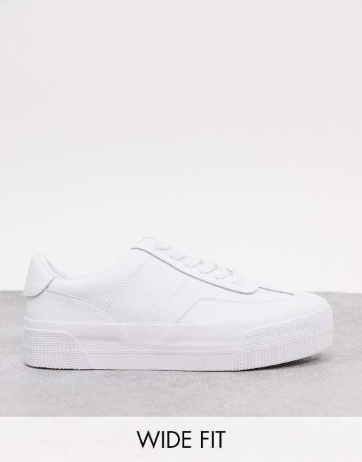 Fremme menu sirene ASOS DESIGN Wide Fit Diverse leather chunky sneakers in white | ASOS