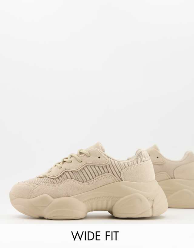 ASOS DESIGN Wide Fit Divine chunky sneakers in taupe