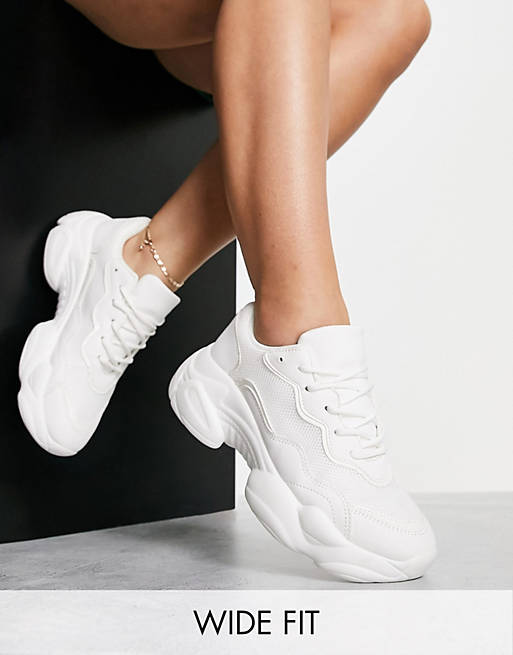 Asos Donna Scarpe Sneakers Sneakers chunky Sneakers chunky bianche a pianta larga Wide Fit Divine 