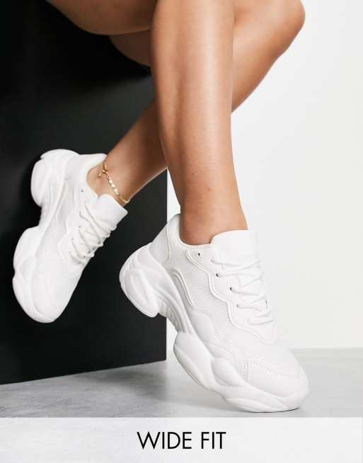 DESIGN Wide Fit Divine chunky sneakers in |