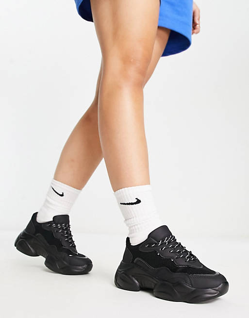 Wide Fit Asos Donna Scarpe Sneakers Sneakers chunky Divine Chunky sneakers nere a pianta larga 