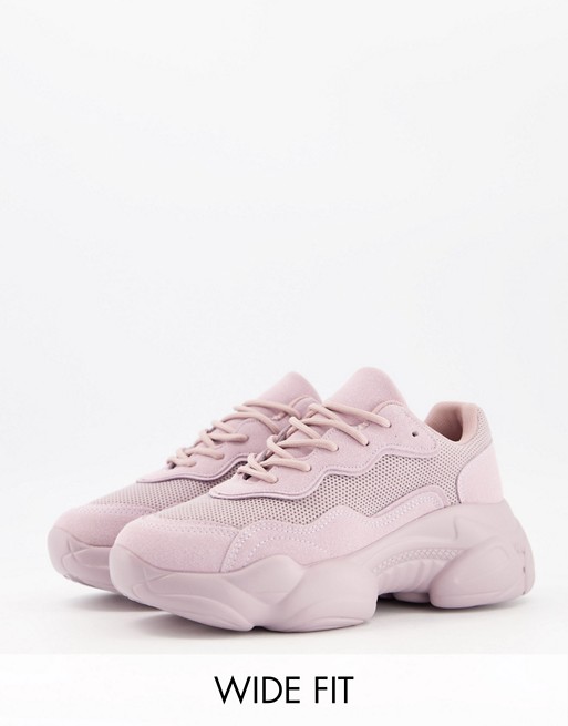 ASOS DESIGN Wide Fit Divine chunky trainers in lilac