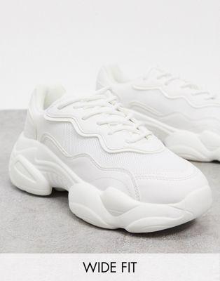 ASOS DESIGN Wide Fit Divine chunky trainers in white - ASOS Price Checker