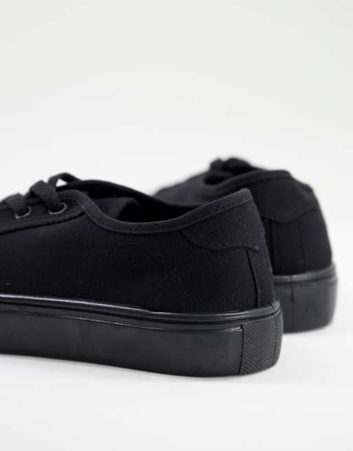 Wide fit clearance black canvas shoes