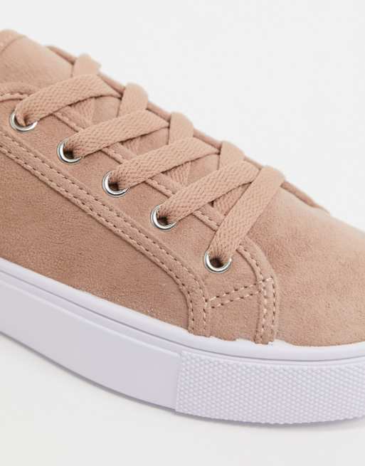ASOS DESIGN Wide Fit Dizzy lace up sneakers in warm beige, 3 of 4