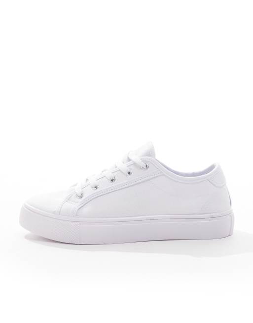 ASOS DESIGN Duet flatform lace up trainers in white