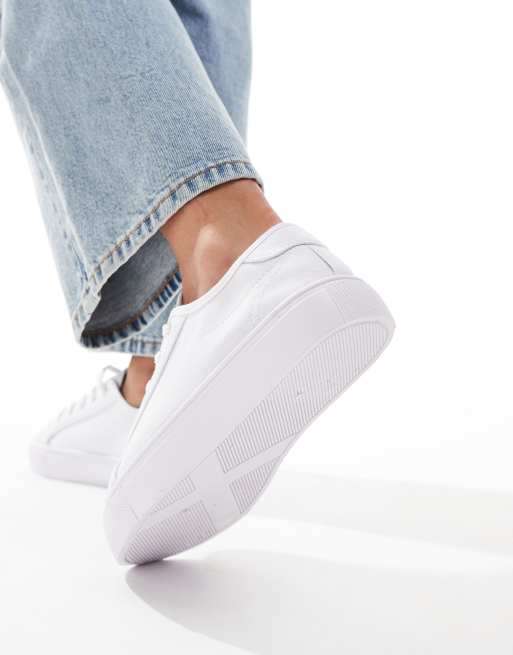 ASOS DESIGN Duet flatform lace up sneakers in white