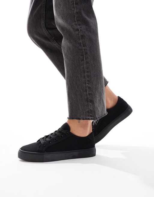 ASOS DESIGN Wide Fit Dizzy lace up trainers in black drench ASOS
