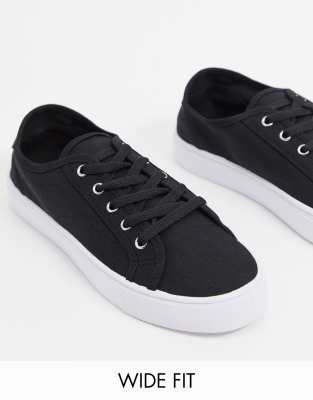wide fit black trainers