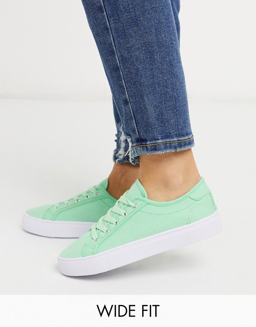 ASOS DESIGN Wide Fit Dizzy lace up trainers in lime green