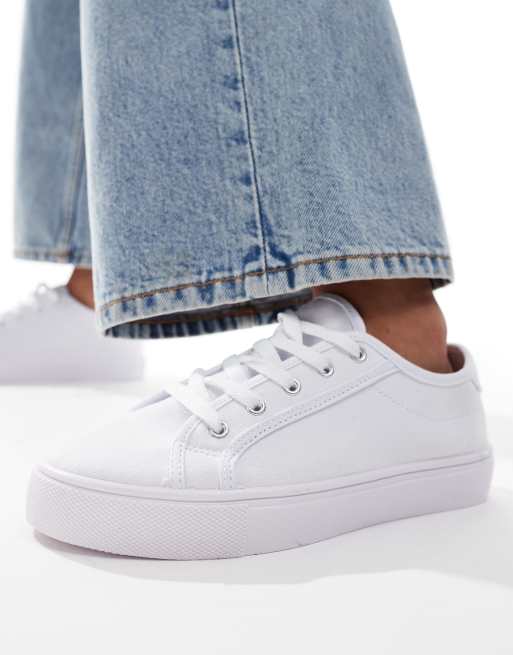 ASOS DESIGN – Wide Fit Dizzy – Vita sneakers med snörning, 5 av 5