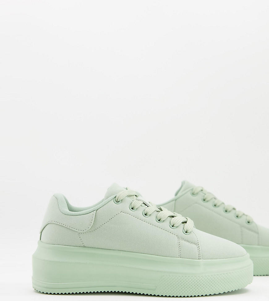 ASOS DESIGN Wide Fit Dorina chunky sole sneakers in green