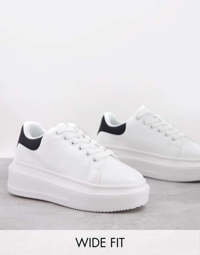 ASOS DESIGN Wide Fit Dorina chunky sole sneakers in white