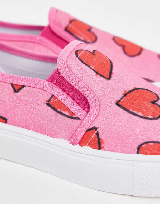 Pink Heart Slip On Vans, Slip On Vans