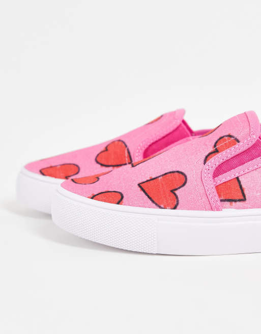 Pink Heart Slip On Vans, Slip On Vans