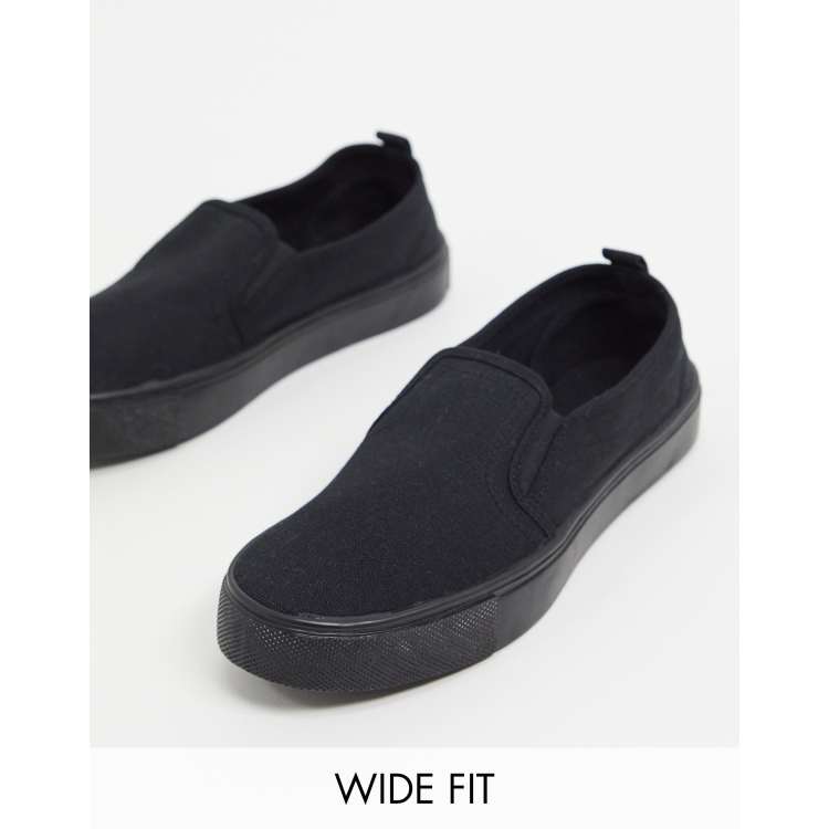 Mens black slip on hot sale plimsolls