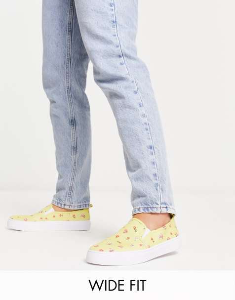 ASOS DESIGN Wide Fit Dotty slip on plimsolls in ditsy floral print