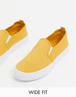 wide fit slip on plimsolls