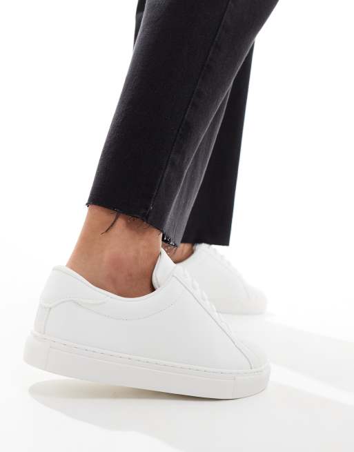 ASOS DESIGN Wide Fit Duet flatform lace up sneakers in white