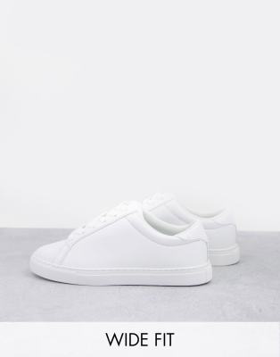 ASOS DESIGN Wide Fit Duet flatform lace up sneakers in white