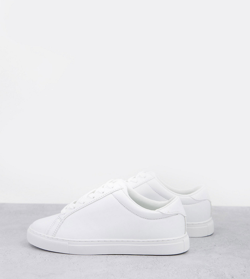 Asos Design Wide Fit Duet Flatform Lace Up Sneakers In White