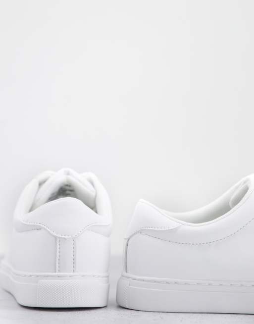 ASOS DESIGN Wide Fit Duet flatform lace up sneakers in white