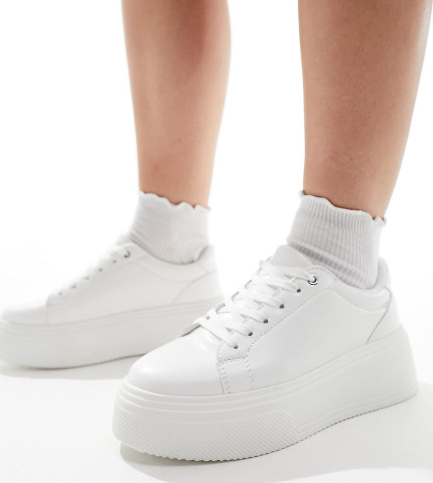 Asos Design Wide Fit Dream Chunky Sneakers In White
