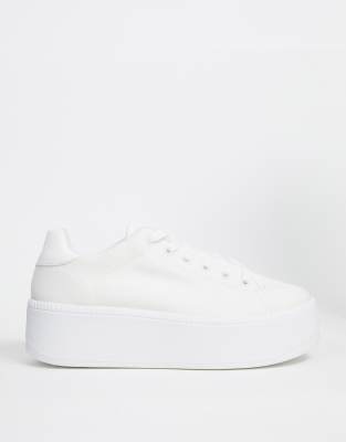 wide fit white platform trainers